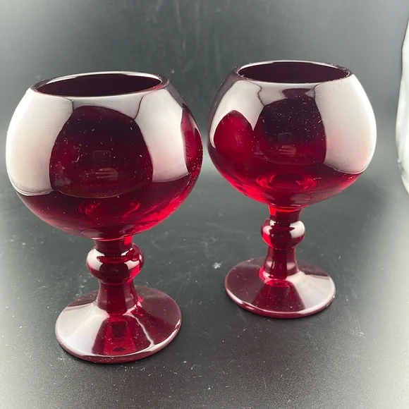 Hoffman House Ruby Red Water/Wine Goblet by Imperial Glass Set of 2 - Picture 1 of 3